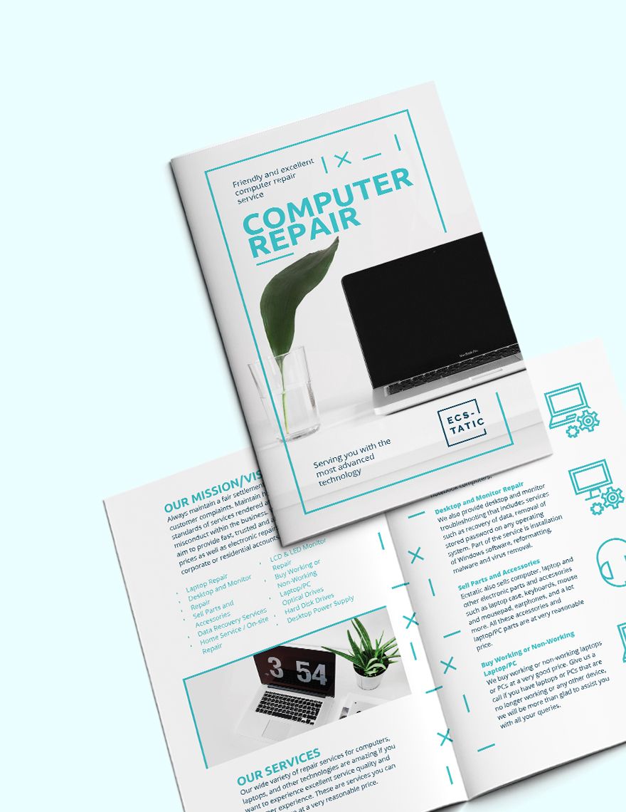 Computer Repair Shop Bi-Fold Brochure Template