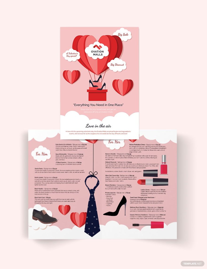 Valentines Day Bi-Fold Brochure Template