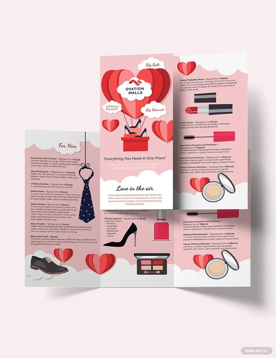 Free Valentines Day Tri-Fold Brochure Template