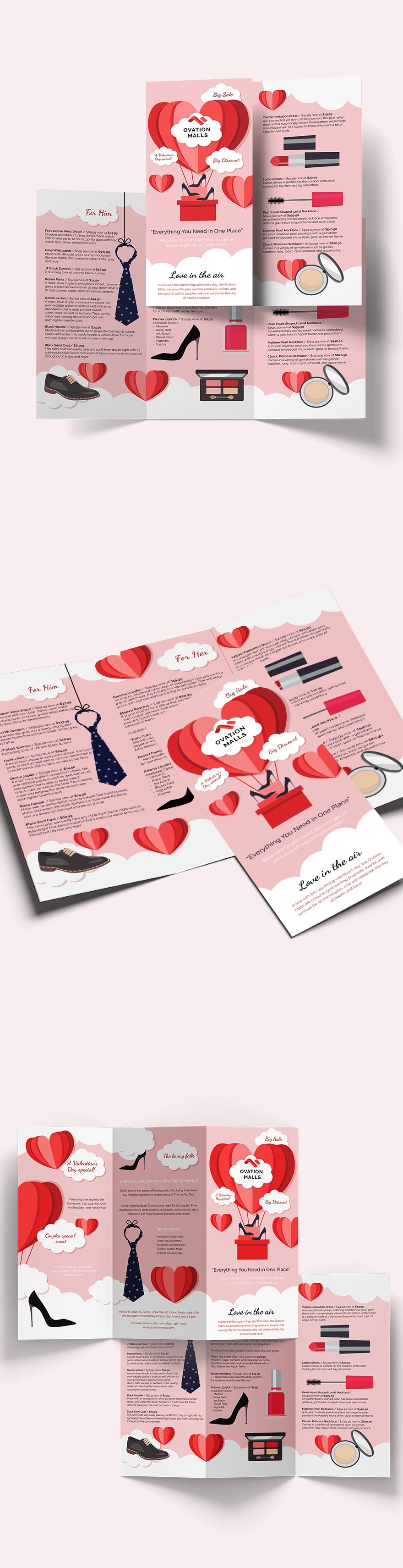 Free Valentines Day Tri-Fold Brochure Template
