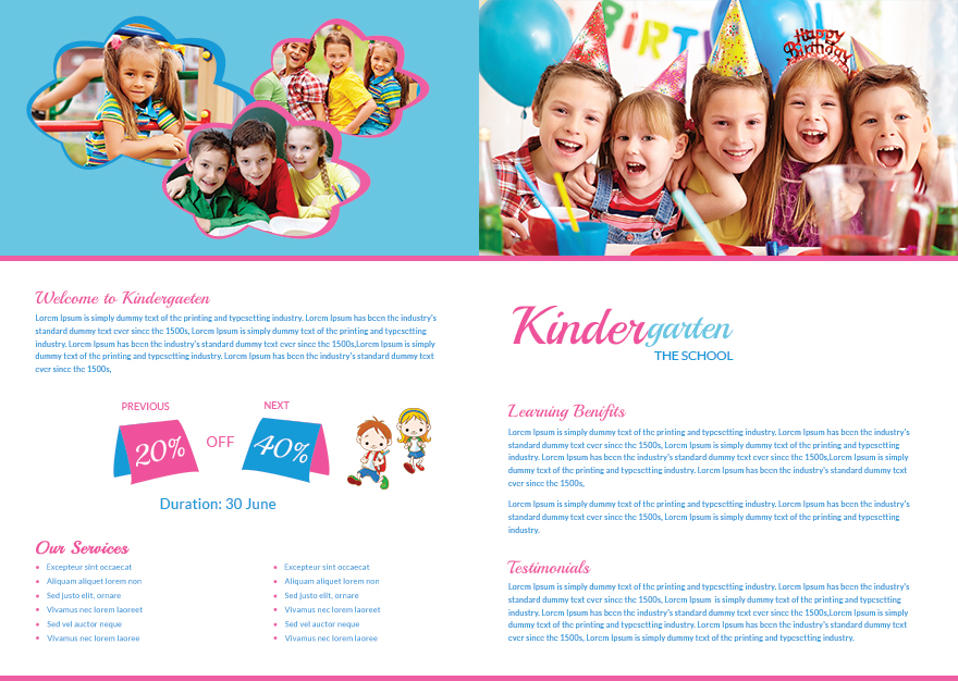 Kindergarten Bi-Fold Brochure Template