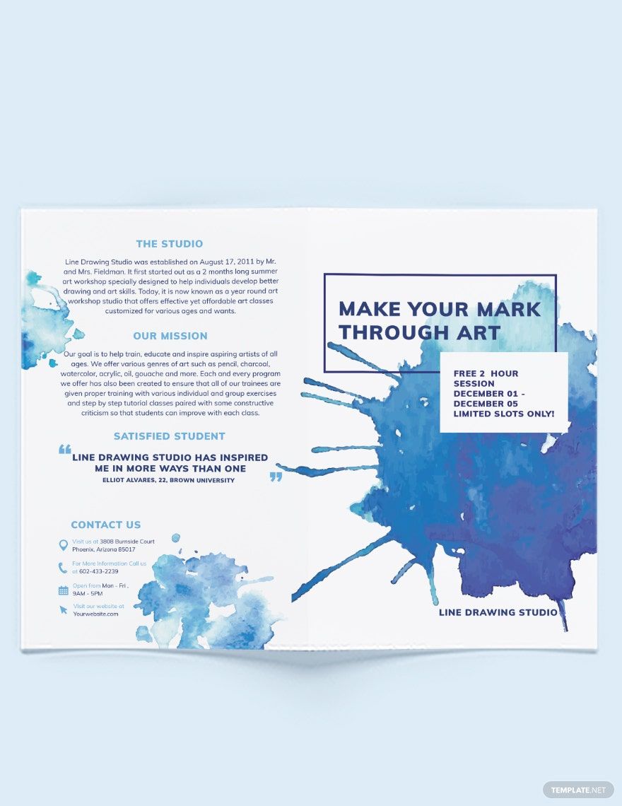 Watercolor Bi-Fold Brochure Template in Word, Google Docs, Illustrator, PSD, Apple Pages, Publisher, InDesign