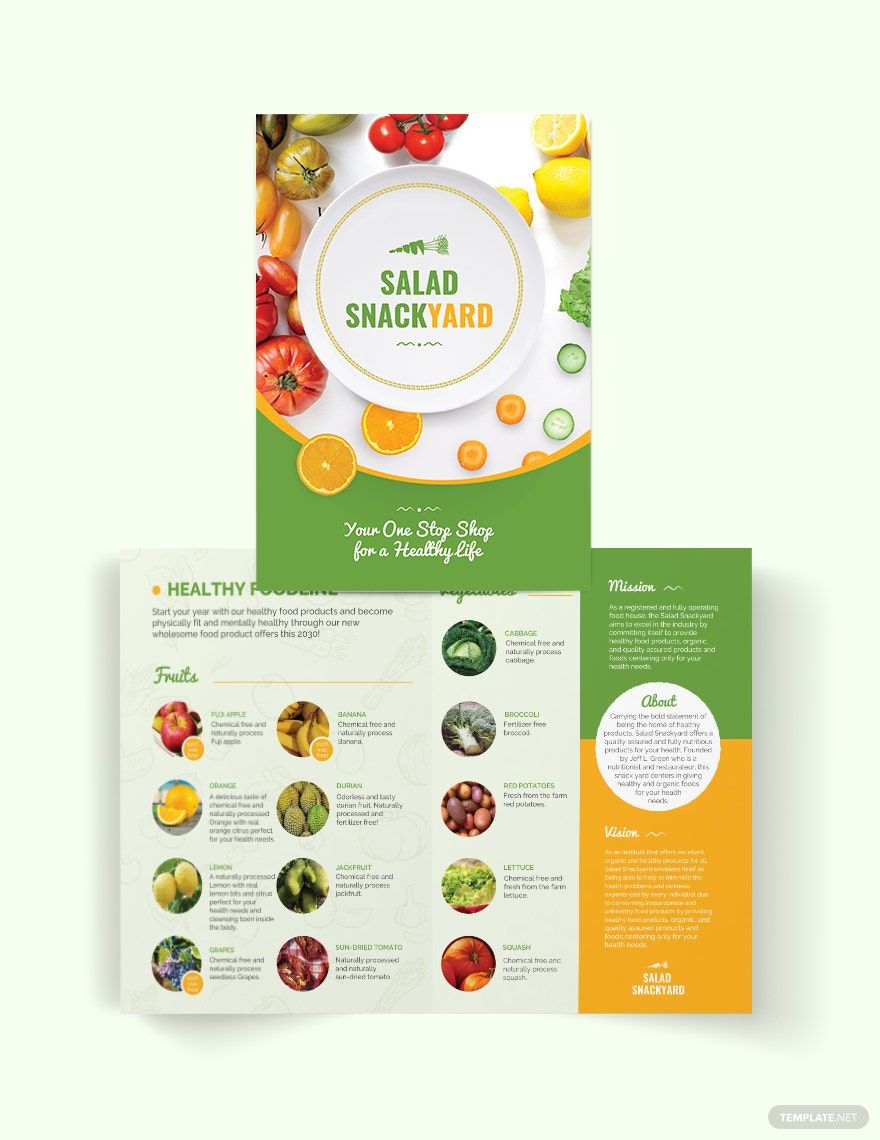 Healthy Food Diet Bi-Fold Brochure Template