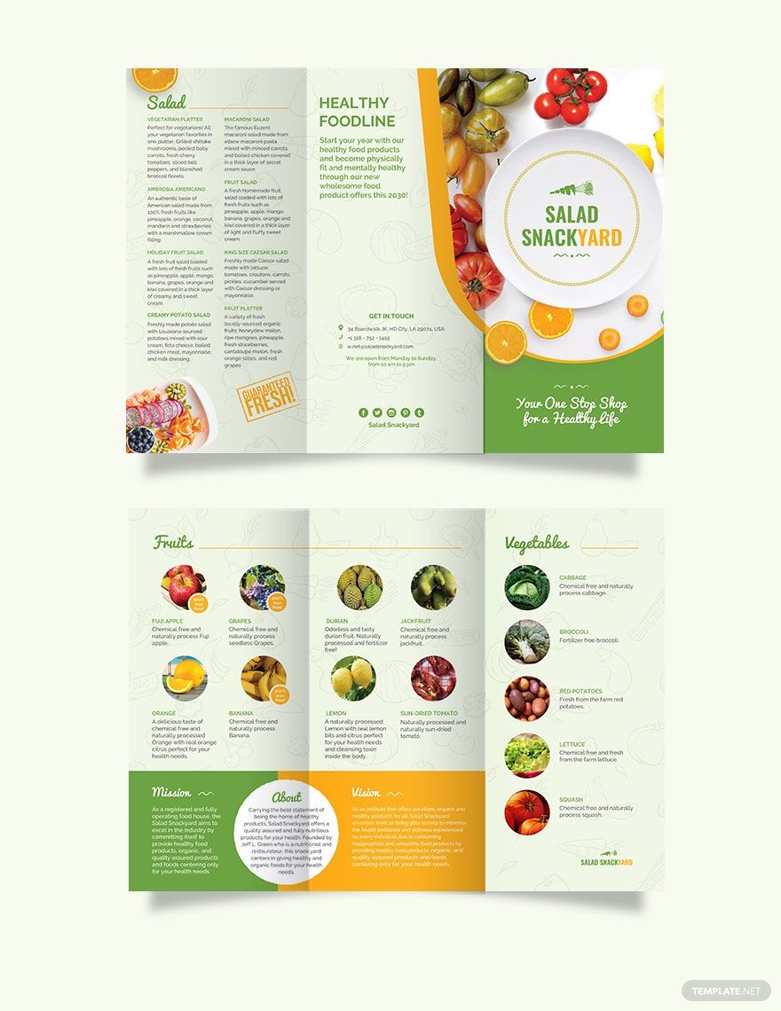 Healthy Food Diet Tri-Fold Brochure Template