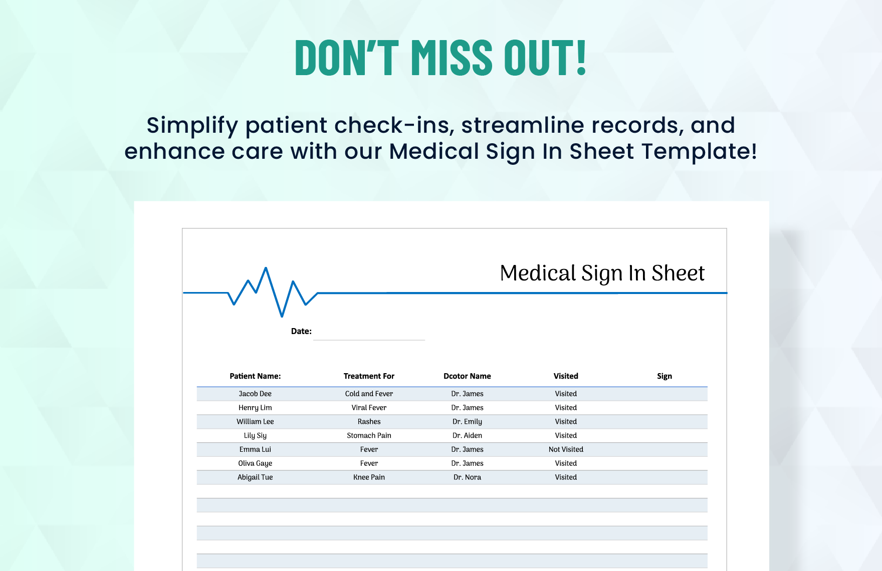 Medical Sign In Sheet Template