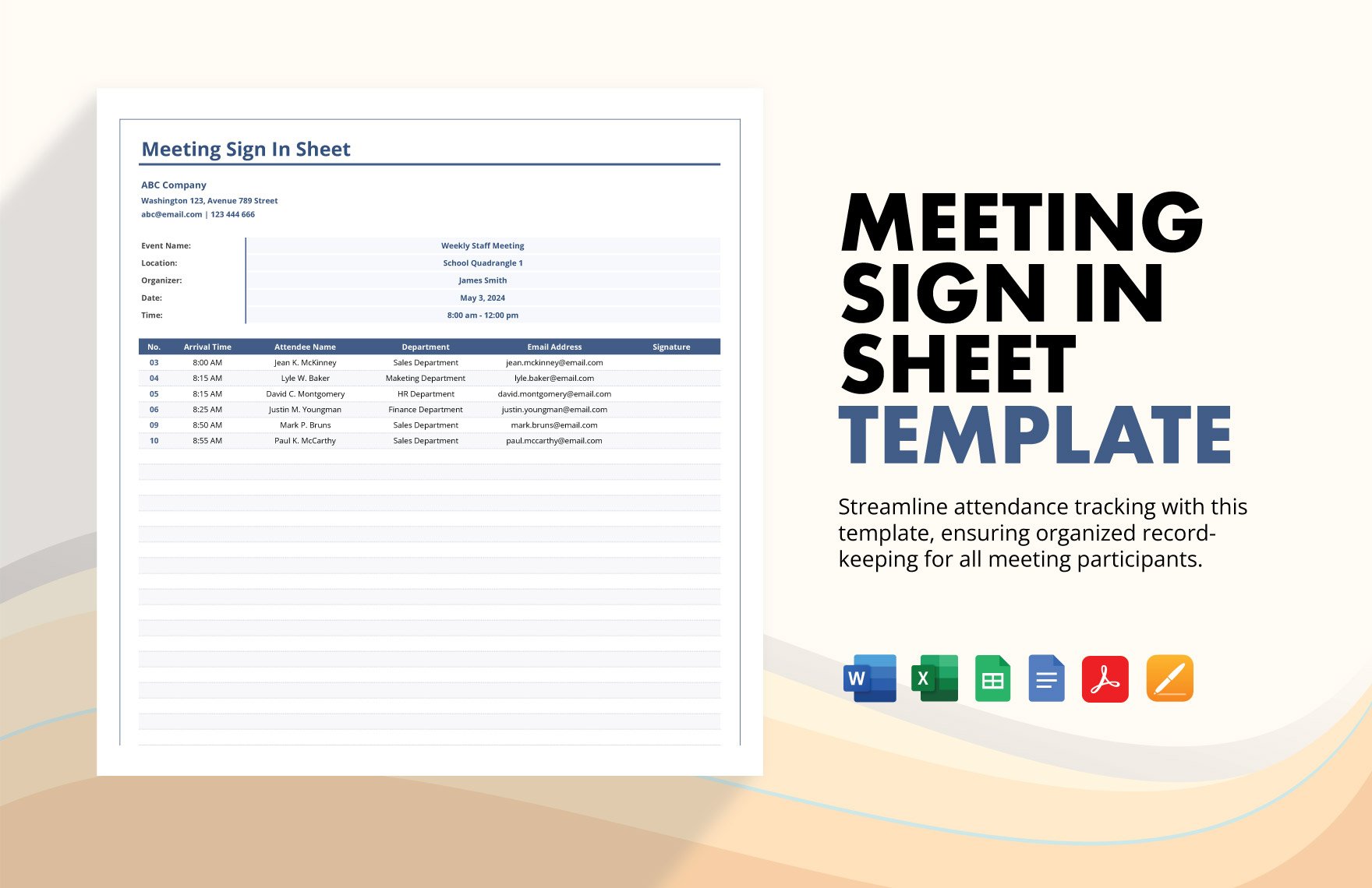 Free Meeting Sign In Sheet Template