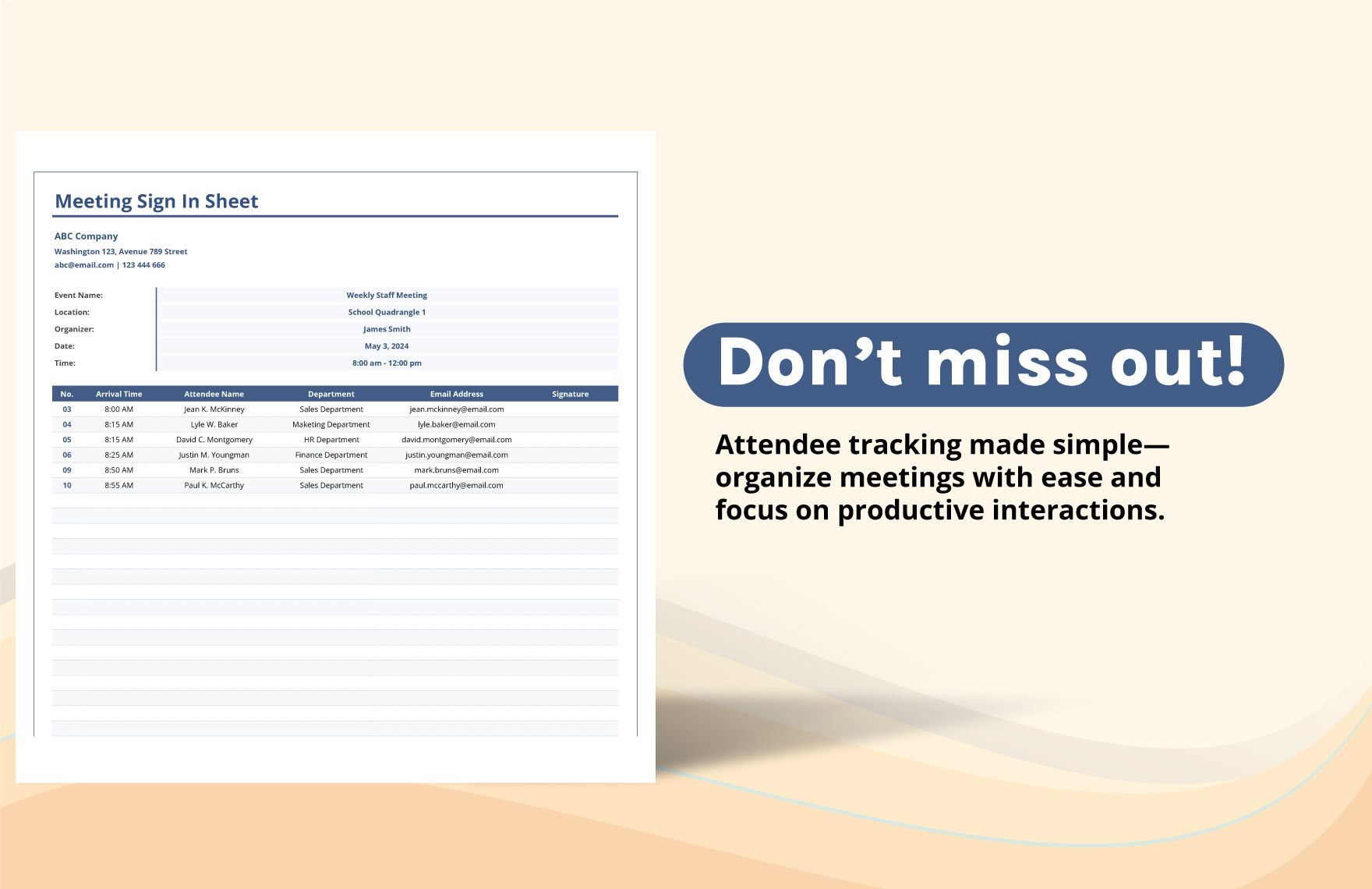 Meeting Sign In Sheet Template