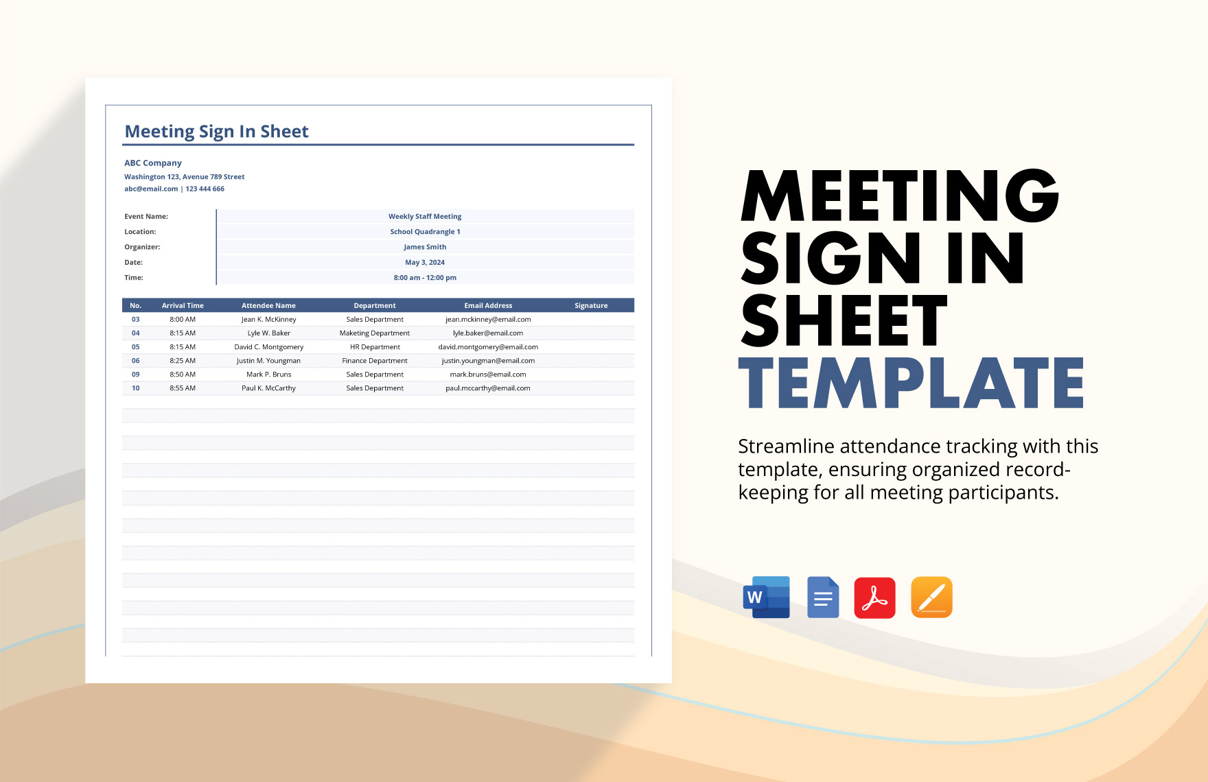 Meeting Sign In Sheet Template