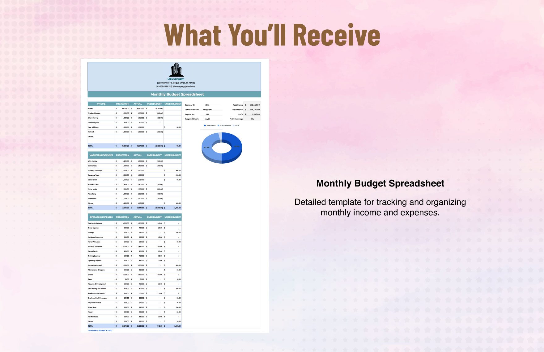 Monthly Budget Spreadsheet Template