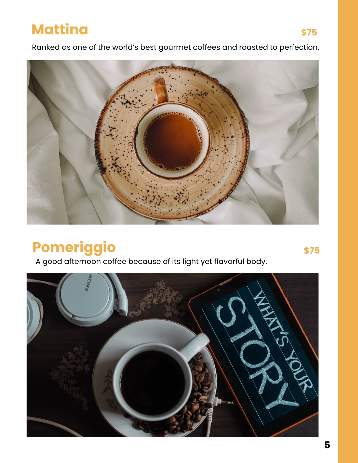Free Coffee Company Catalog Template to Edit Online