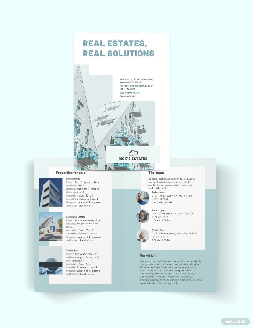 Residential Real Estate Broker Bi-Fold Brochure Template
