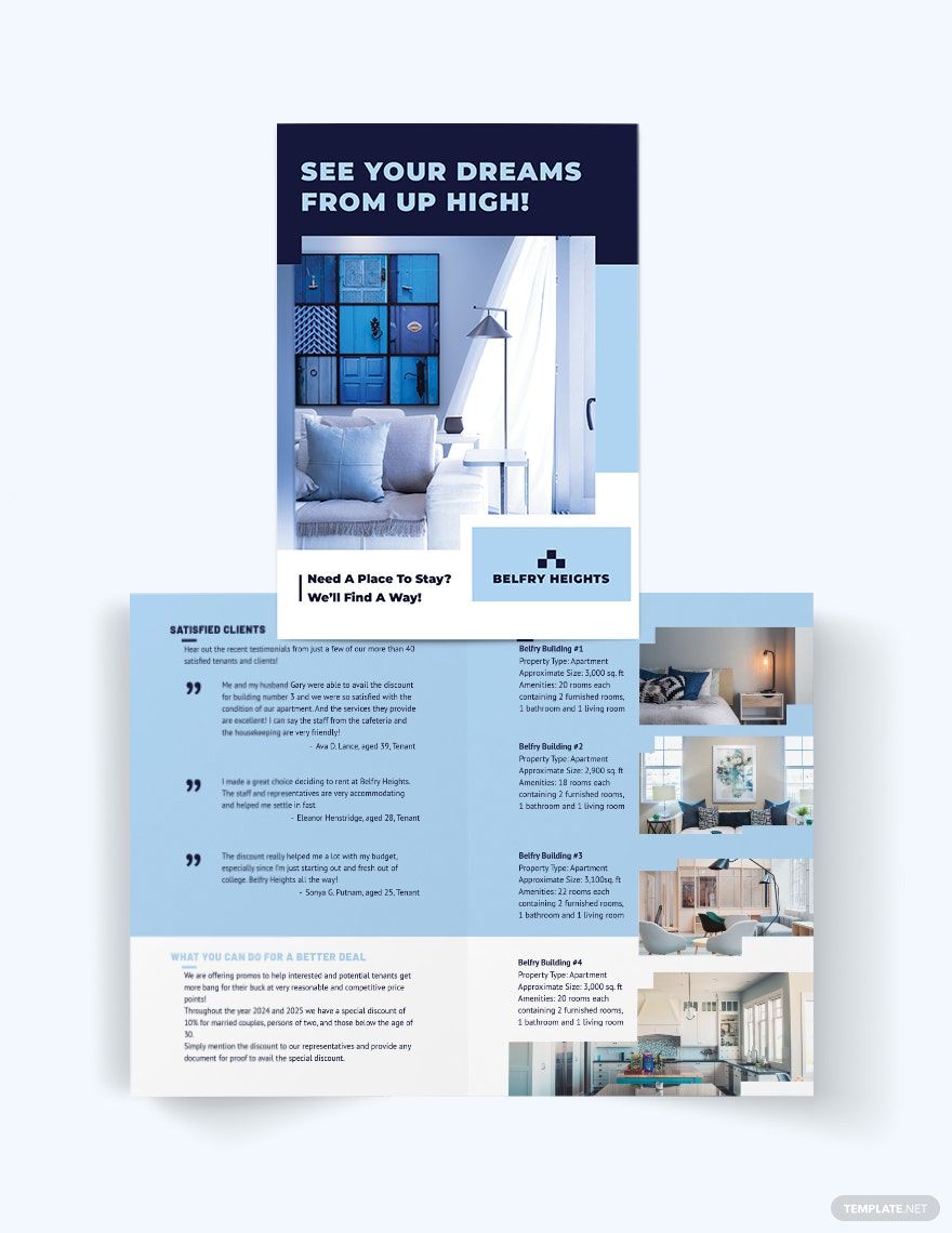 Apartment Condo Agent Agency Bi-Fold Brochure Template