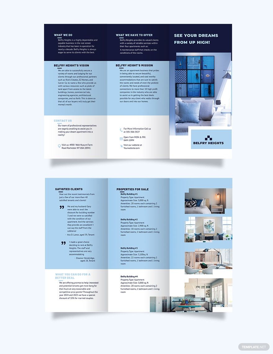 Apartment Condo Agent Agency Tri-Fold Brochure Template