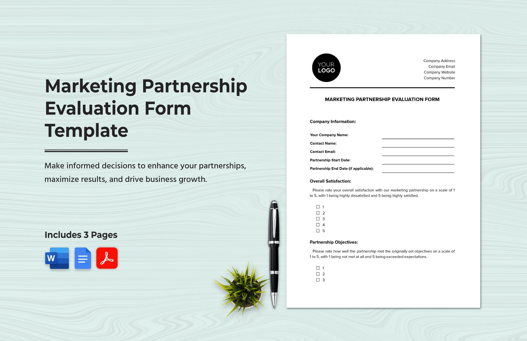Marketing Partnership Evaluation Form Template in Word, Google Docs, PDF