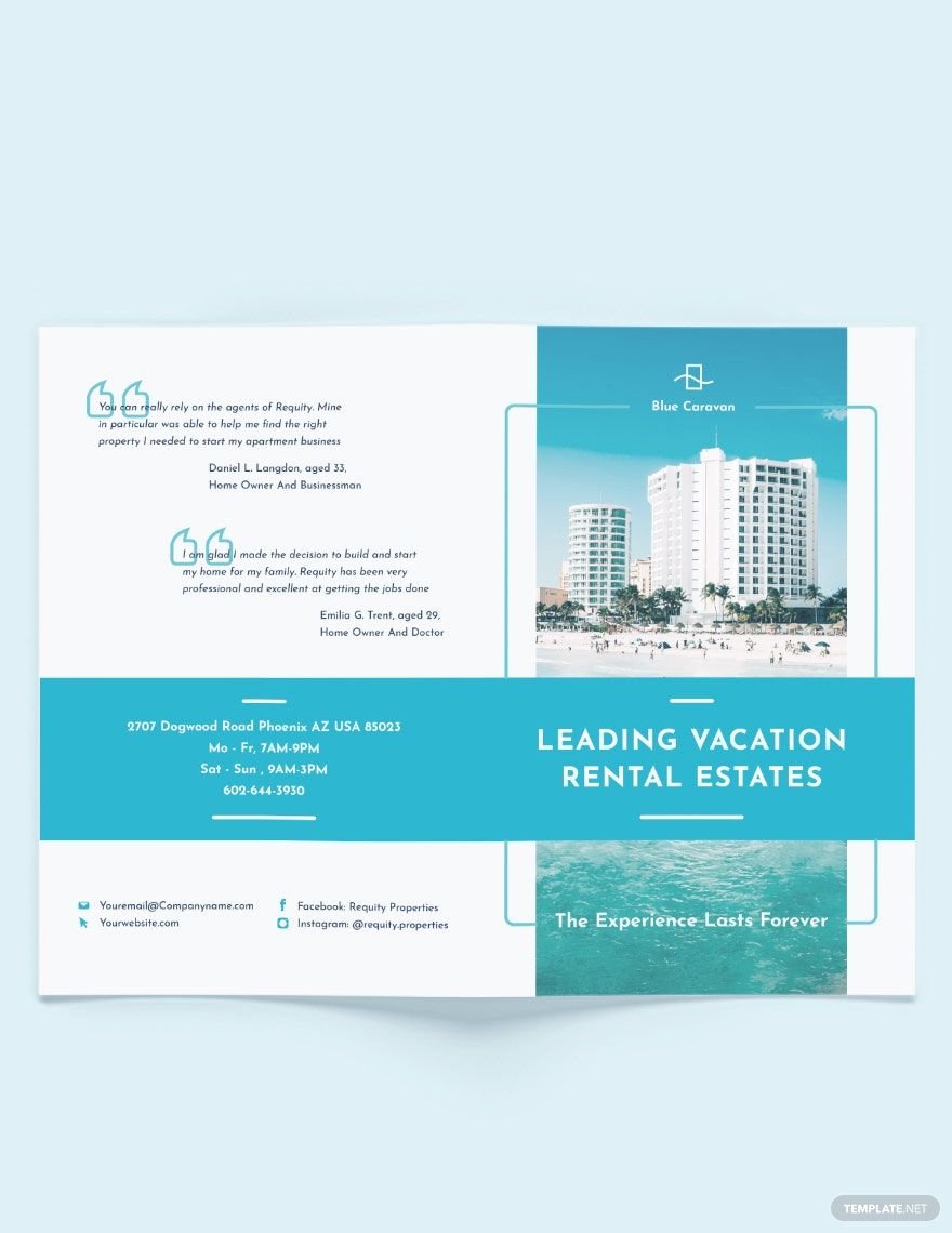 Vacation Rental Management Bi-Fold Brochure Template