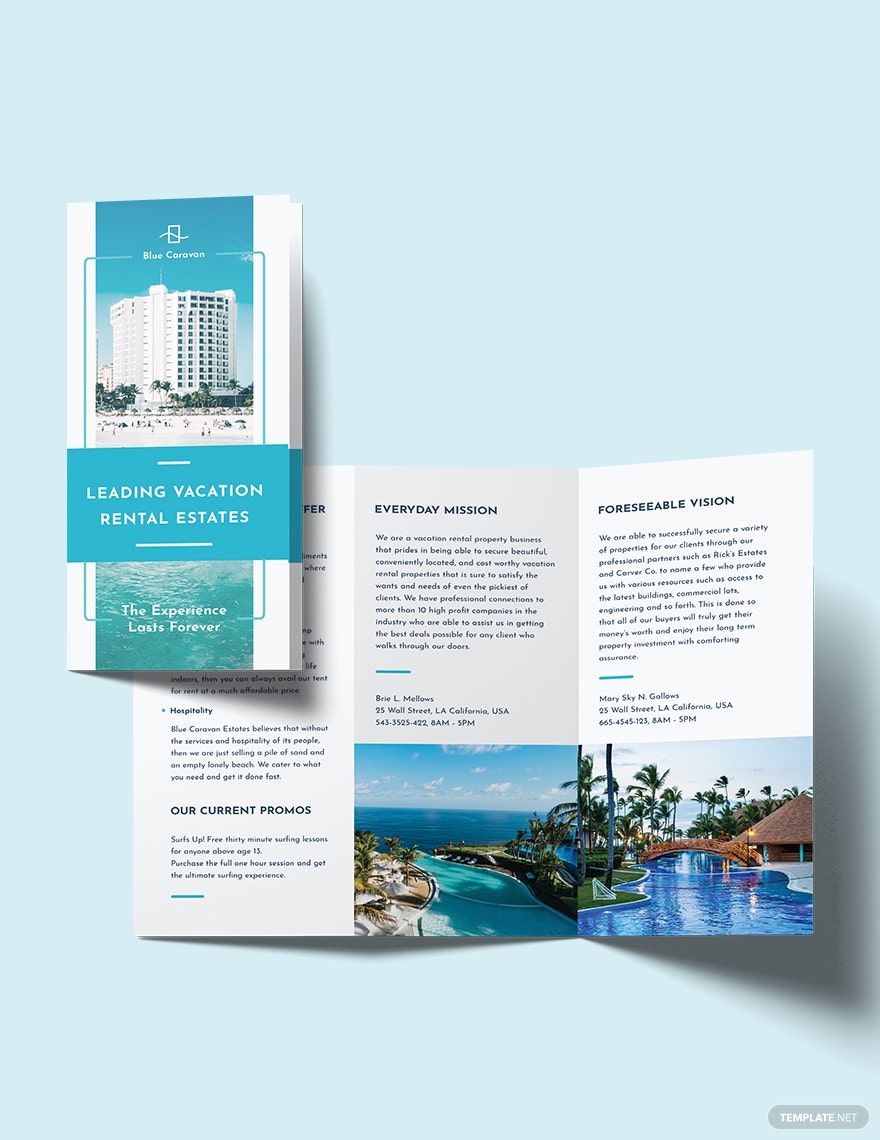 Vacation Rental Management Tri-Fold Brochure Template