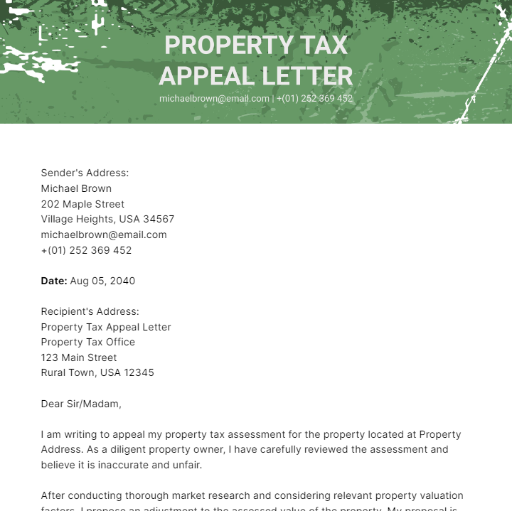 Property Tax Appeal Letter Template
