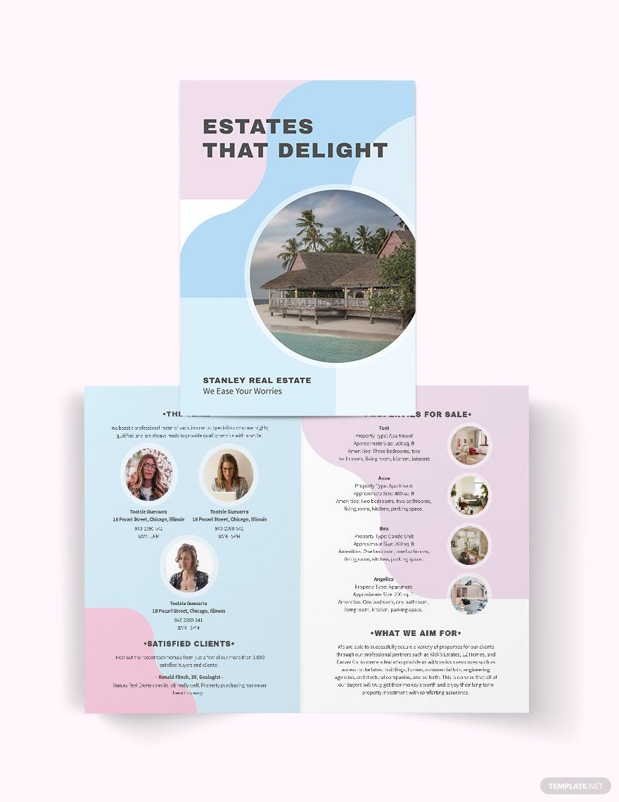 Summer Vacation Rental Bi-Fold Brochure Template