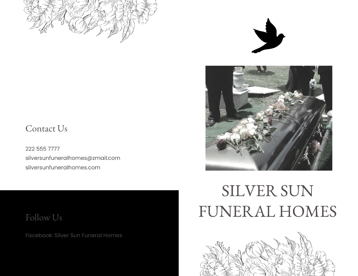 Ceremony Cremation Funeral Bi-Fold Brochure Template