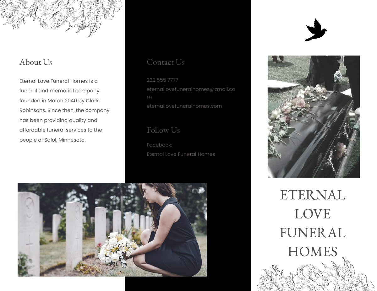 Ceremony Cremation Funeral Tri-Fold Brochure Template