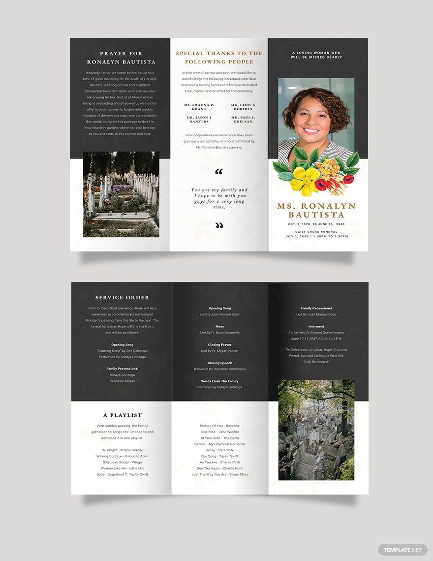 Christian Eulogy Funeral Tri-Fold Brochure Template