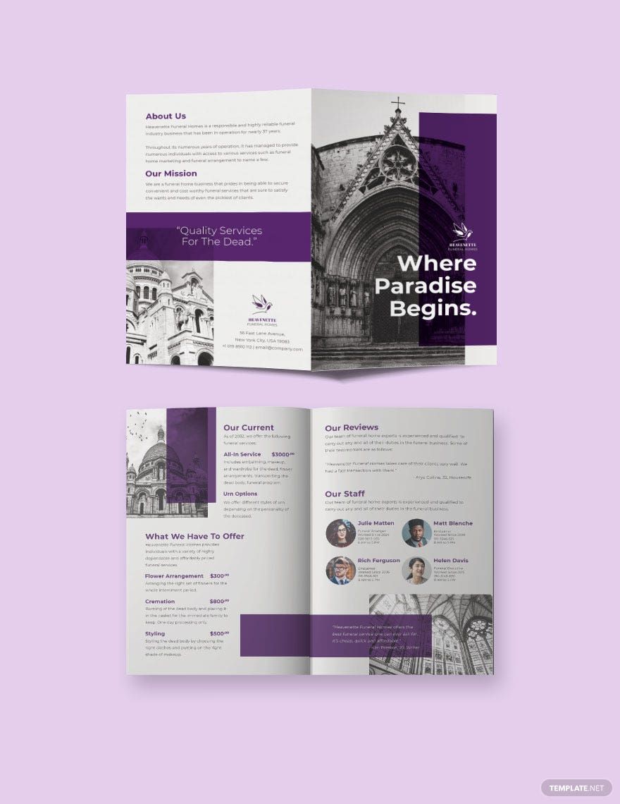 Church Funeral Service Bi-Fold Brochure Template