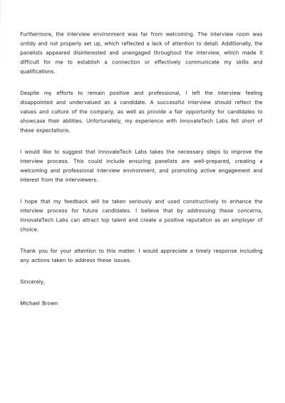 Free Job Interview Complaint Letter Template to Edit Online