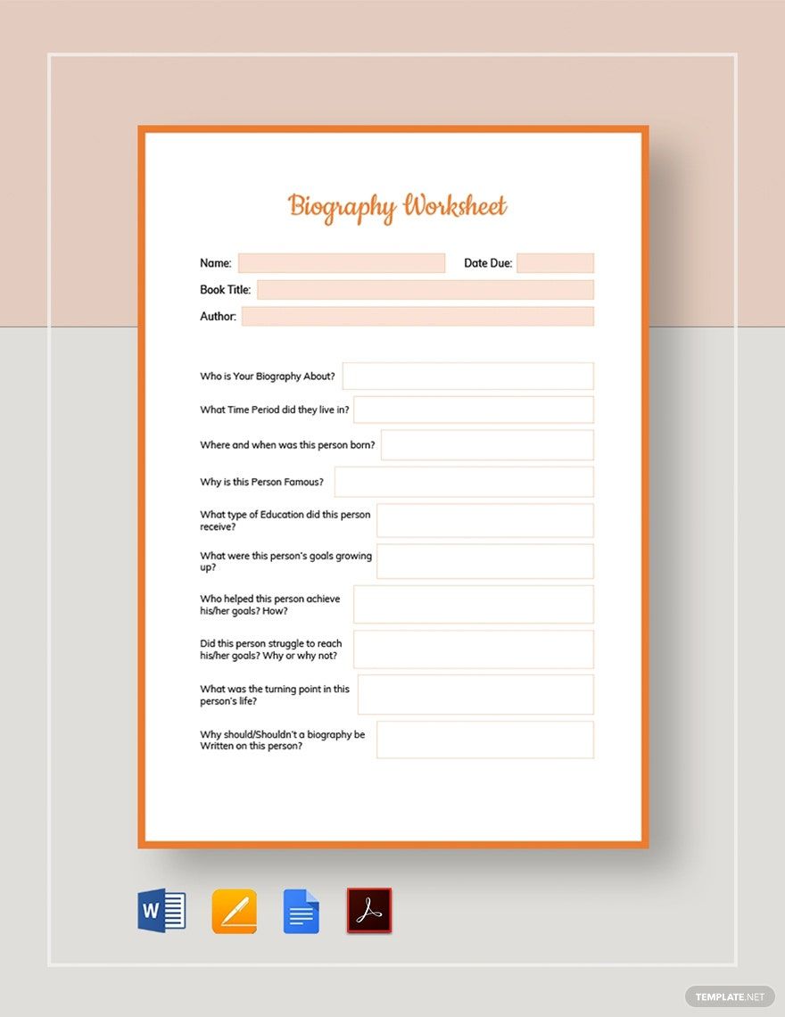 Biography Worksheet Template