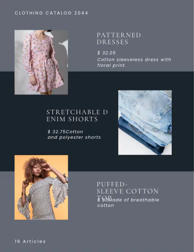 Free Simple Clothing Catalog Template to Edit Online
