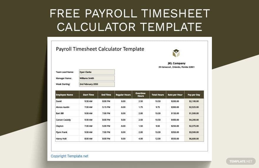 Payroll Timesheet Calculator Template