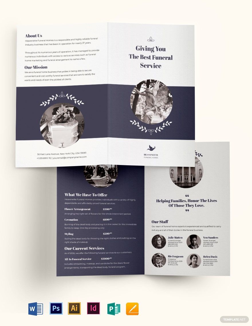 Legacy Funeral Service Bi-Fold Brochure Template