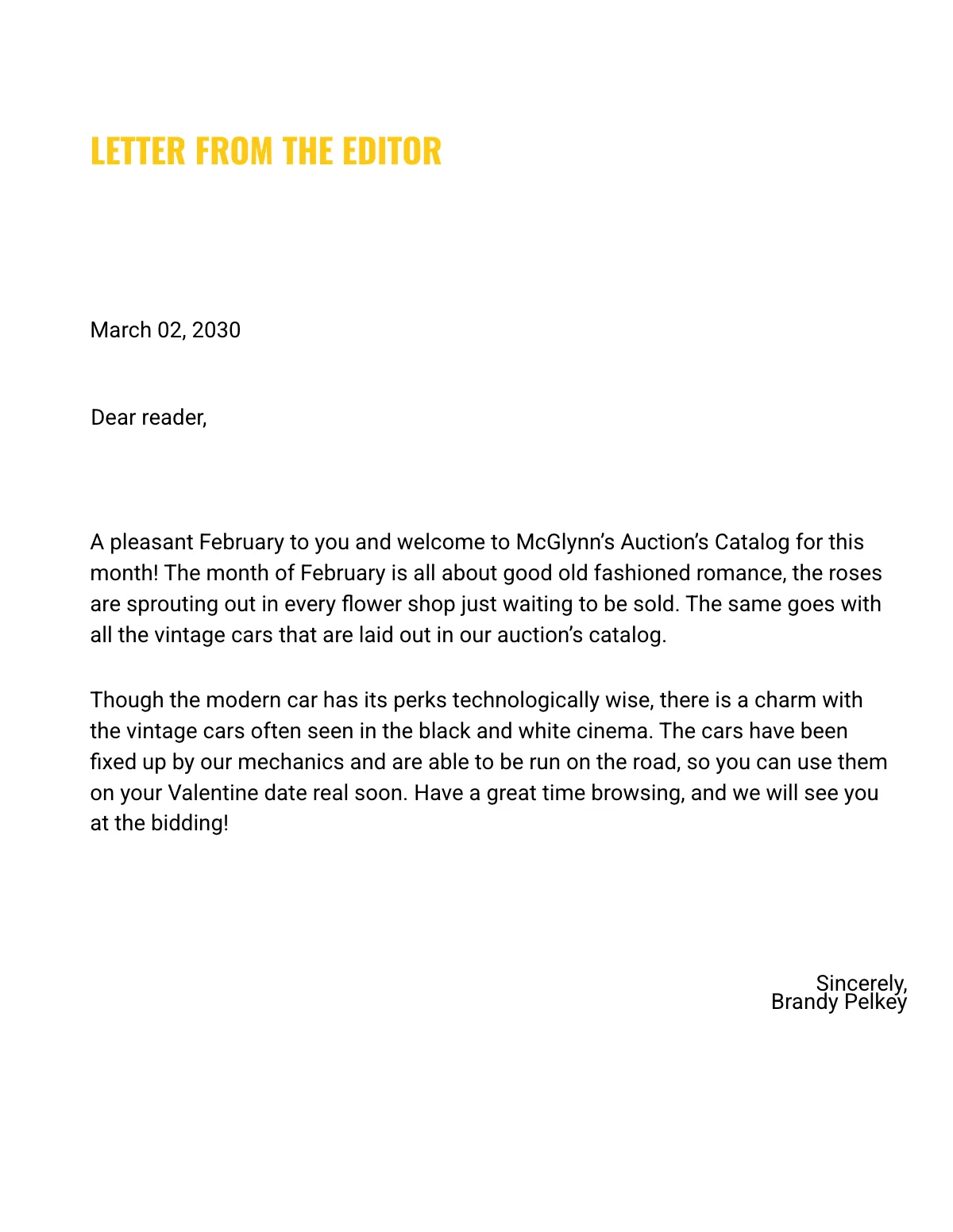 Free Car Auction Catalog Template to Edit Online