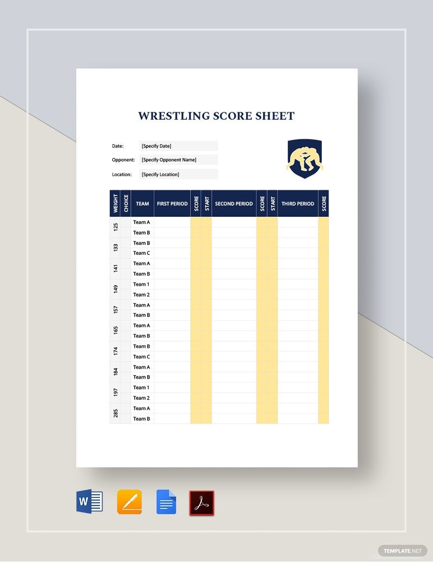 Wrestling Score Sheet Template