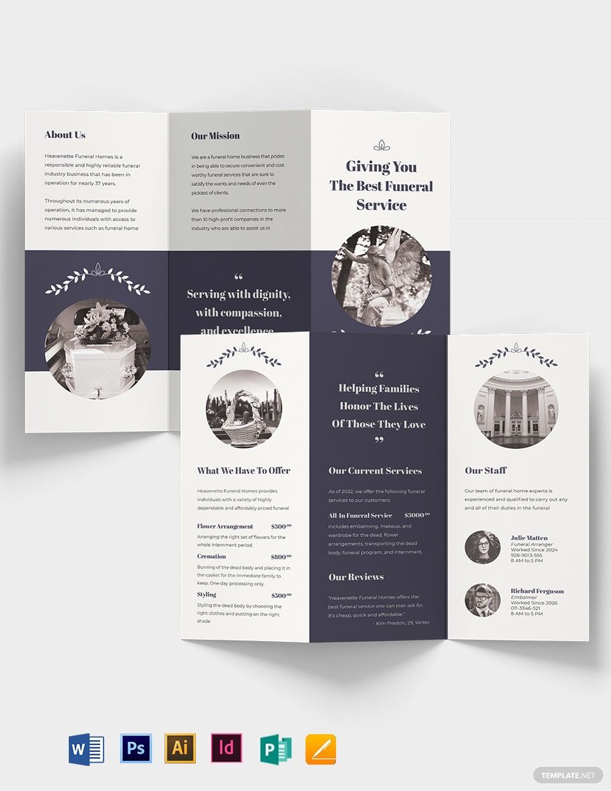 Legacy Funeral Service Tri-Fold Brochure Template
