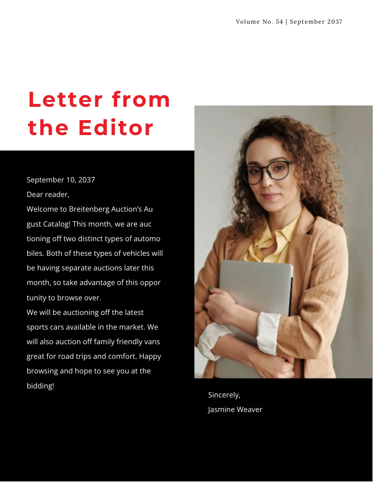 Free Automobiles Auction Catalog Template to Edit Online