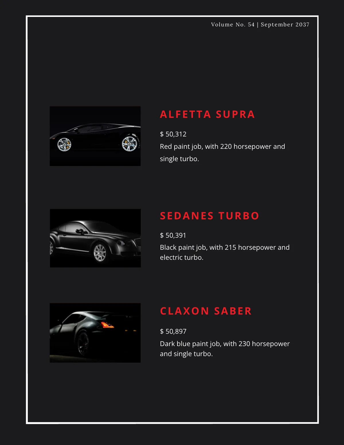 Free Automobiles Auction Catalog Template to Edit Online