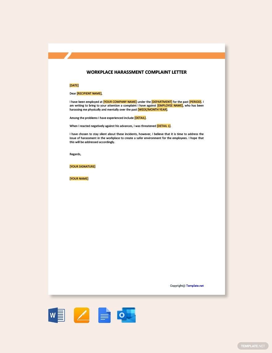 Workplace Harassment Complaint Letter Template