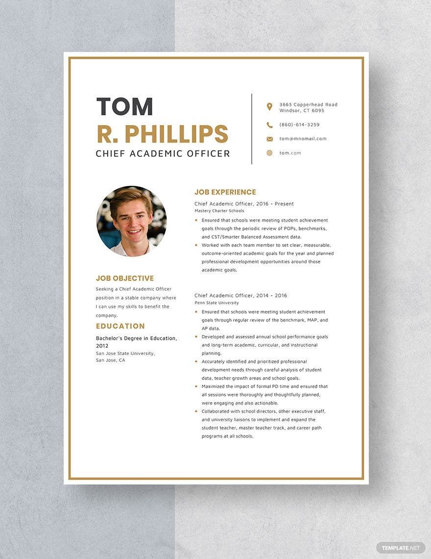 Chief Academic Officer Resume