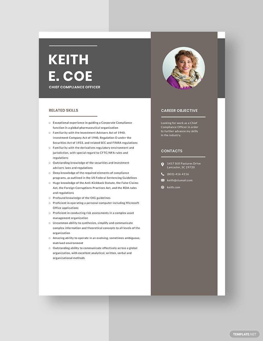 Chief Compliance Officer Resume