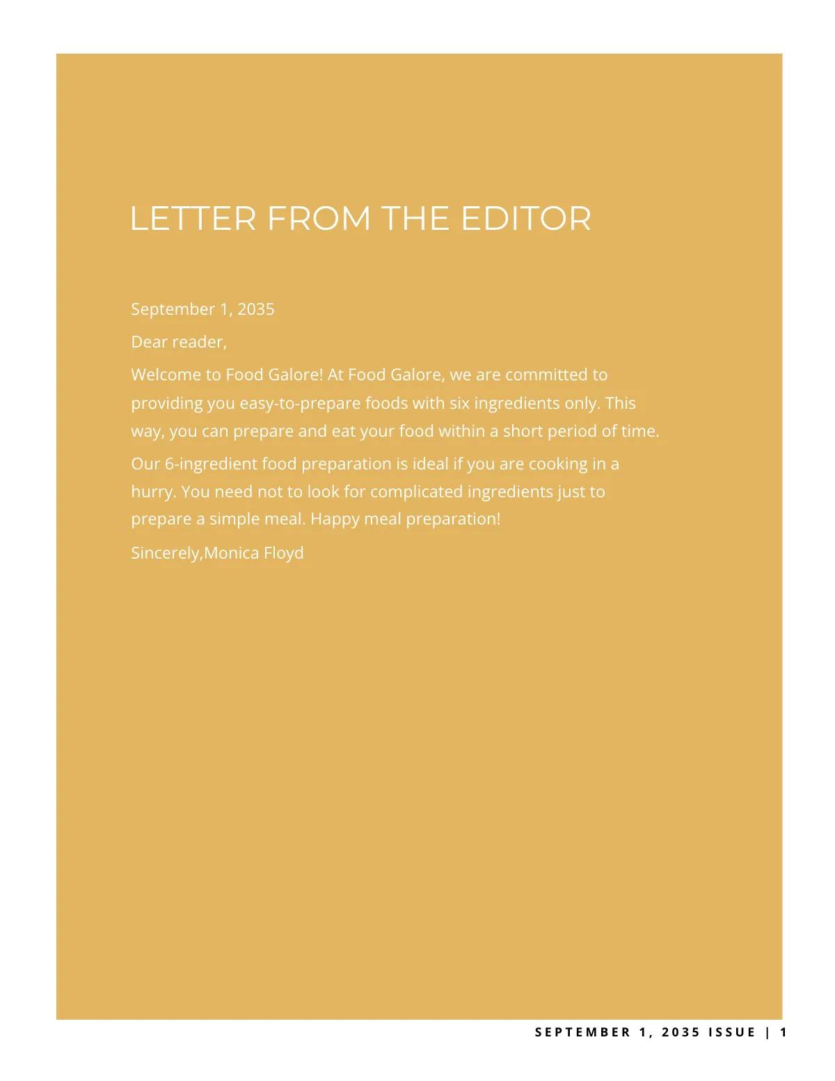 Free Food Recipe Catalog Template to Edit Online