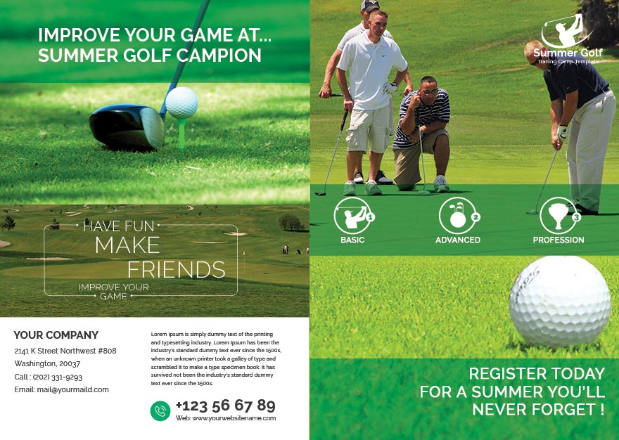 Golf BiFold Brochure Template