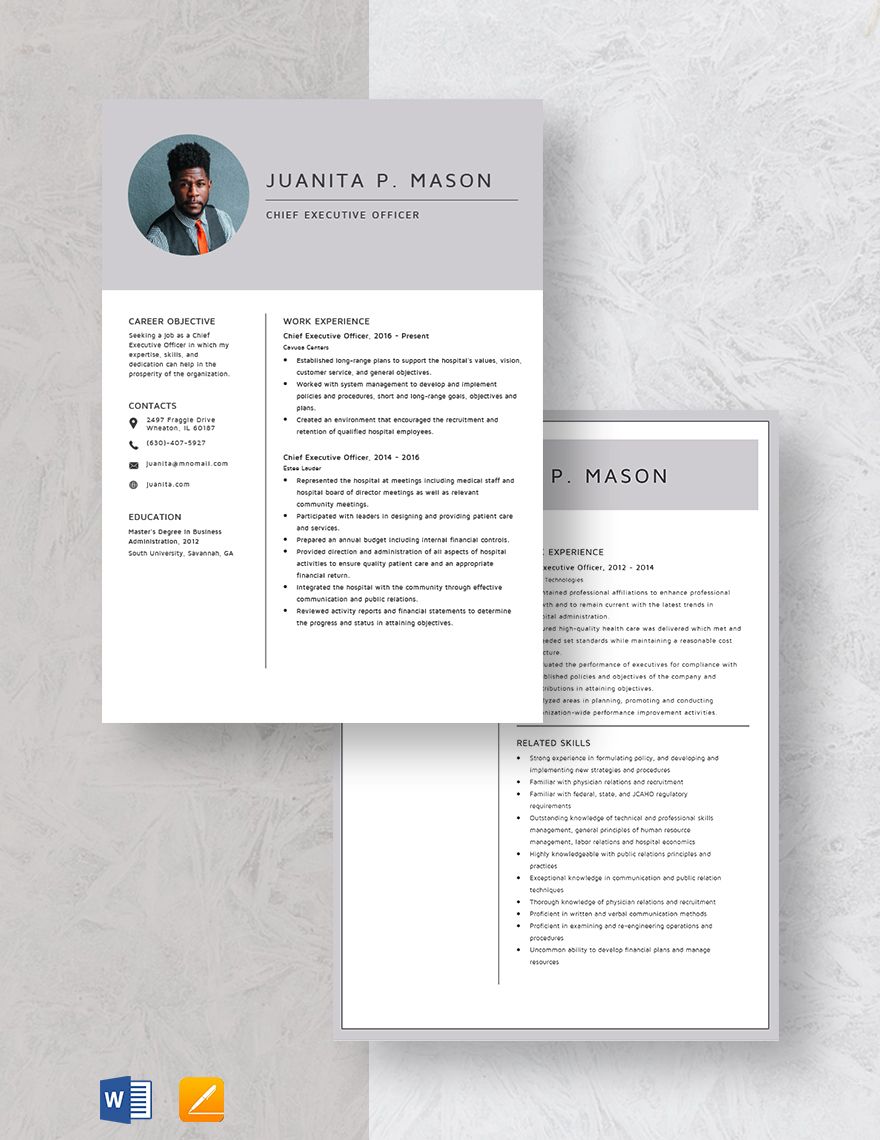 Chief Executive Officer Resume