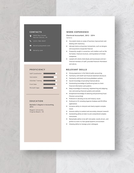 Chartered Accountant Resume Template