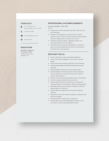 Accounts Manager Resume Template