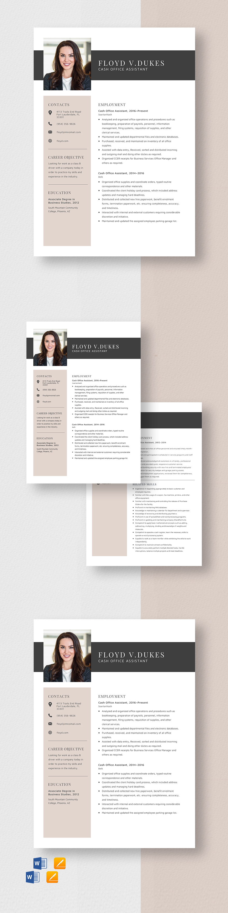 cash-office-assistant-resume-template-word-apple-pages-template