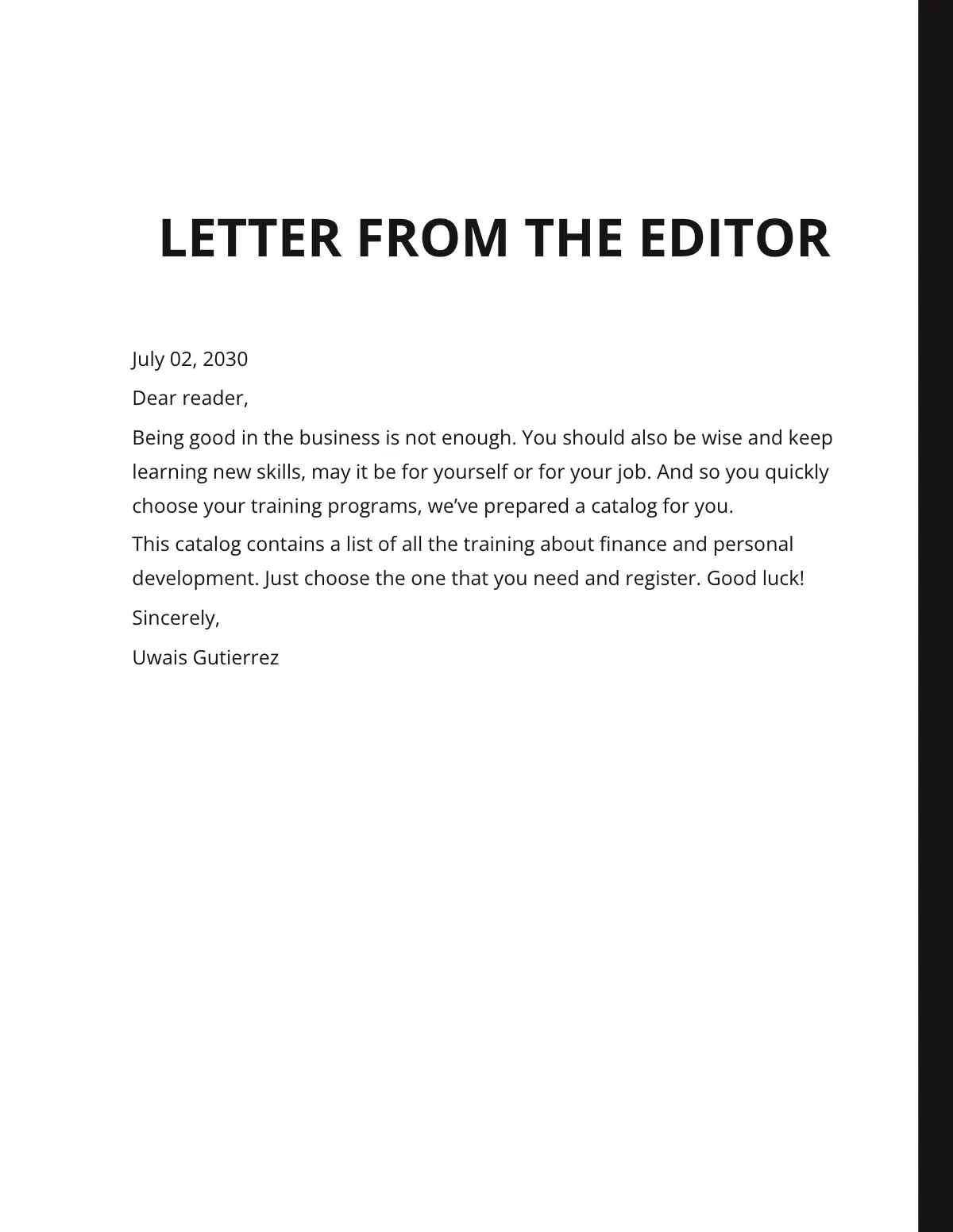 Free Simple Training Catalog Template to Edit Online