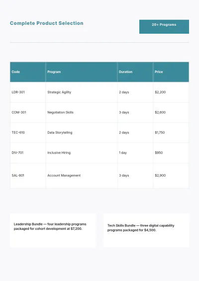 Free Simple Training Catalog Template to Edit Online