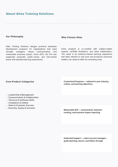 Free Simple Training Catalog Template to Edit Online