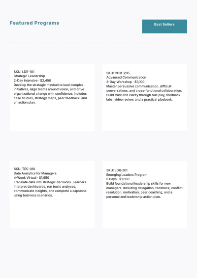 Free Simple Training Catalog Template to Edit Online
