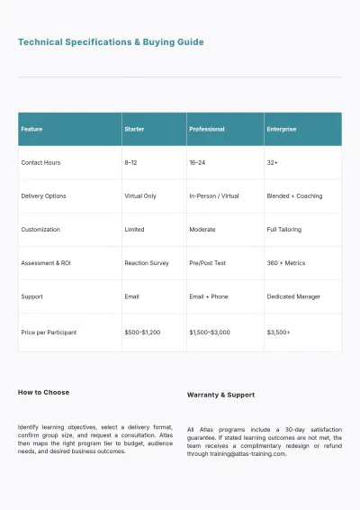 Free Simple Training Catalog Template to Edit Online